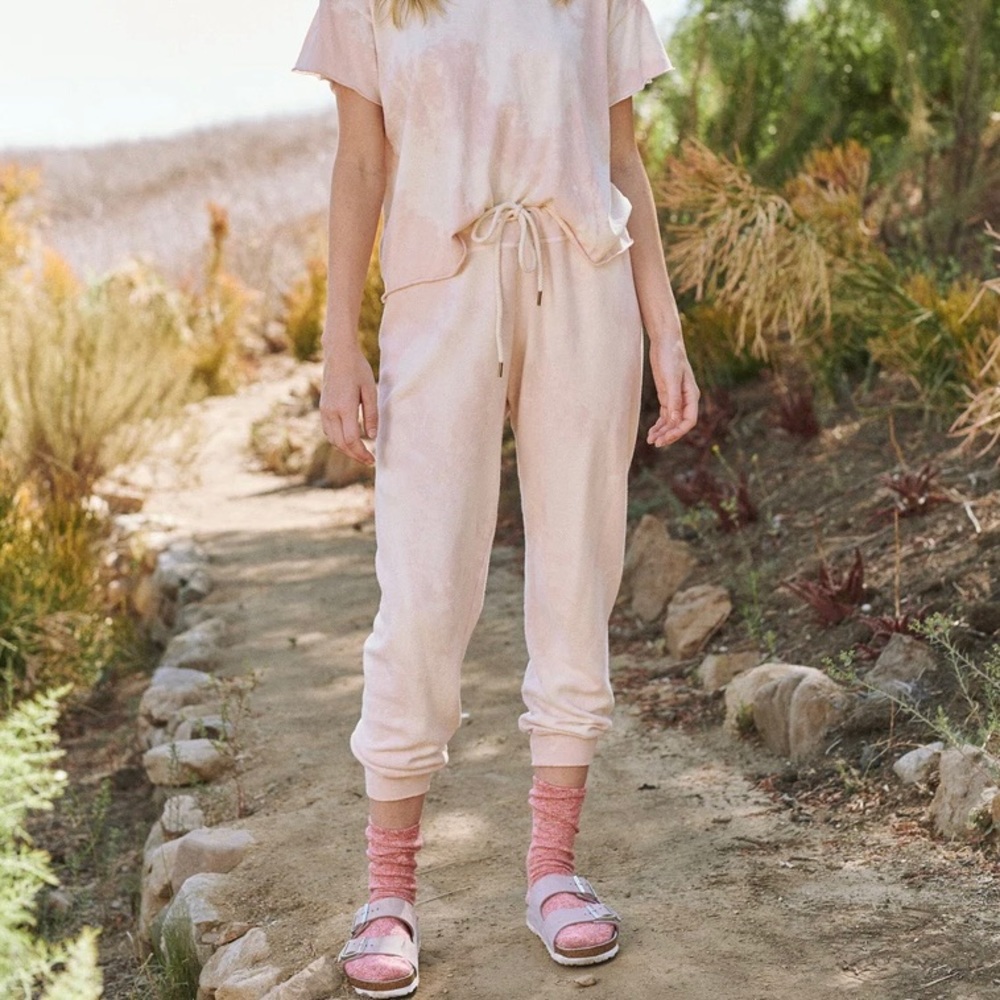 The Great Cropped Sweatpant Whisper Pink Cloud Wash NEW